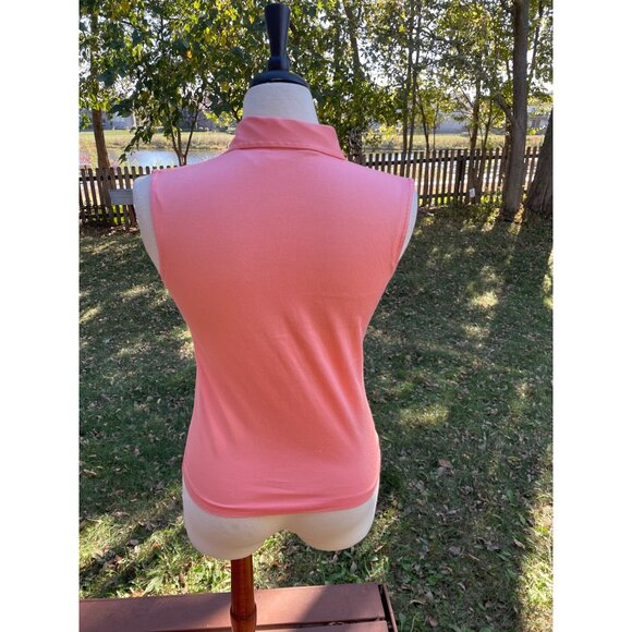 DiFini Knitwear Sleeveless Polo Top 34 Pink Cotton Blend Vintage Hong Kong - Picture 4 of 7